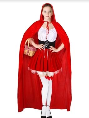 4 Pcs Women's Red Riding Hood Costume